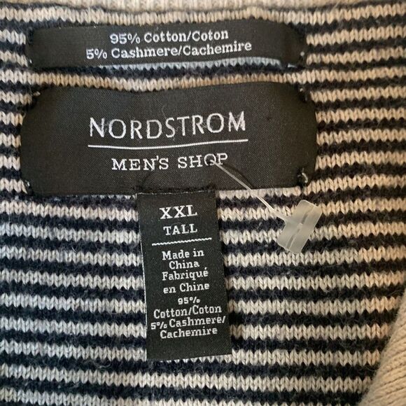 Nordstrom Mens Shop XXL Tall Cream Quarter Zip Ribbed Sweater - Picture 9 of 10